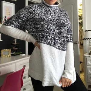 Navy and White Oversized Patterned Sweater